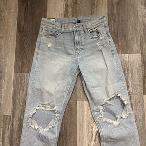 American Eagle Outfitters Men's Light Blue Ripped Jeans